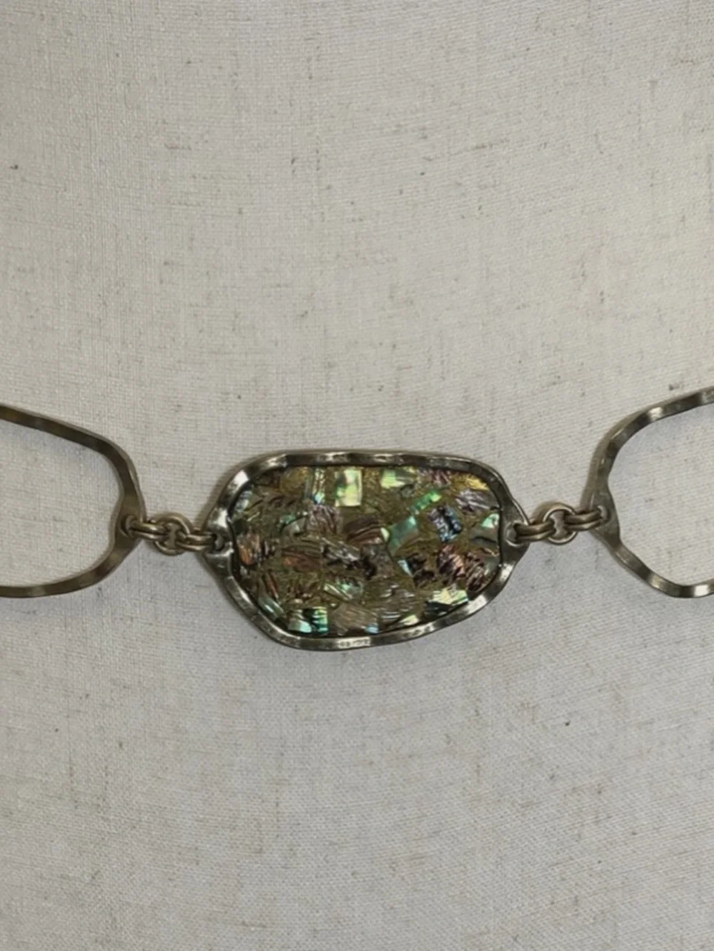 Chicos Iridescent Metal Boho Hippie Peasant Chain Belt Burnished Gold Chico’s